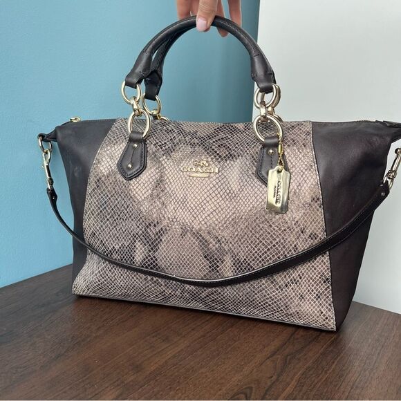 COACH Collette Python Graphite Madison Ashley Satchel Tote Handbag 33805 - Picture 5 of 11